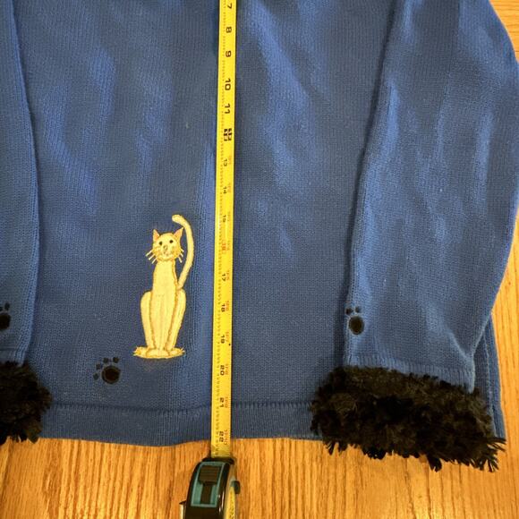 Berek Cardigan Sweater Large Embroidered Cats Beaded Paw Buttons Artsy Unique - Picture 11 of 12